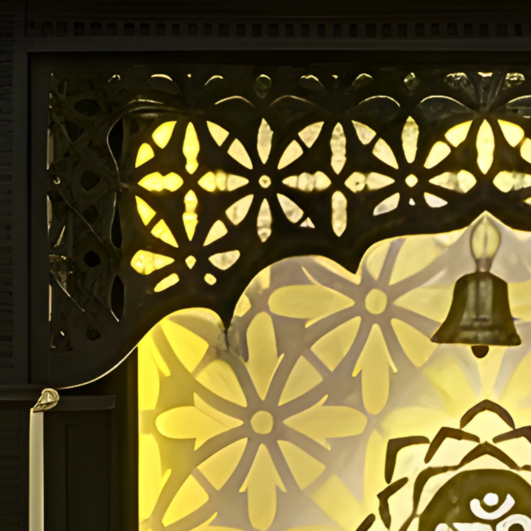 close view of Ompeeth Teak Wood Mandap (Brown)
