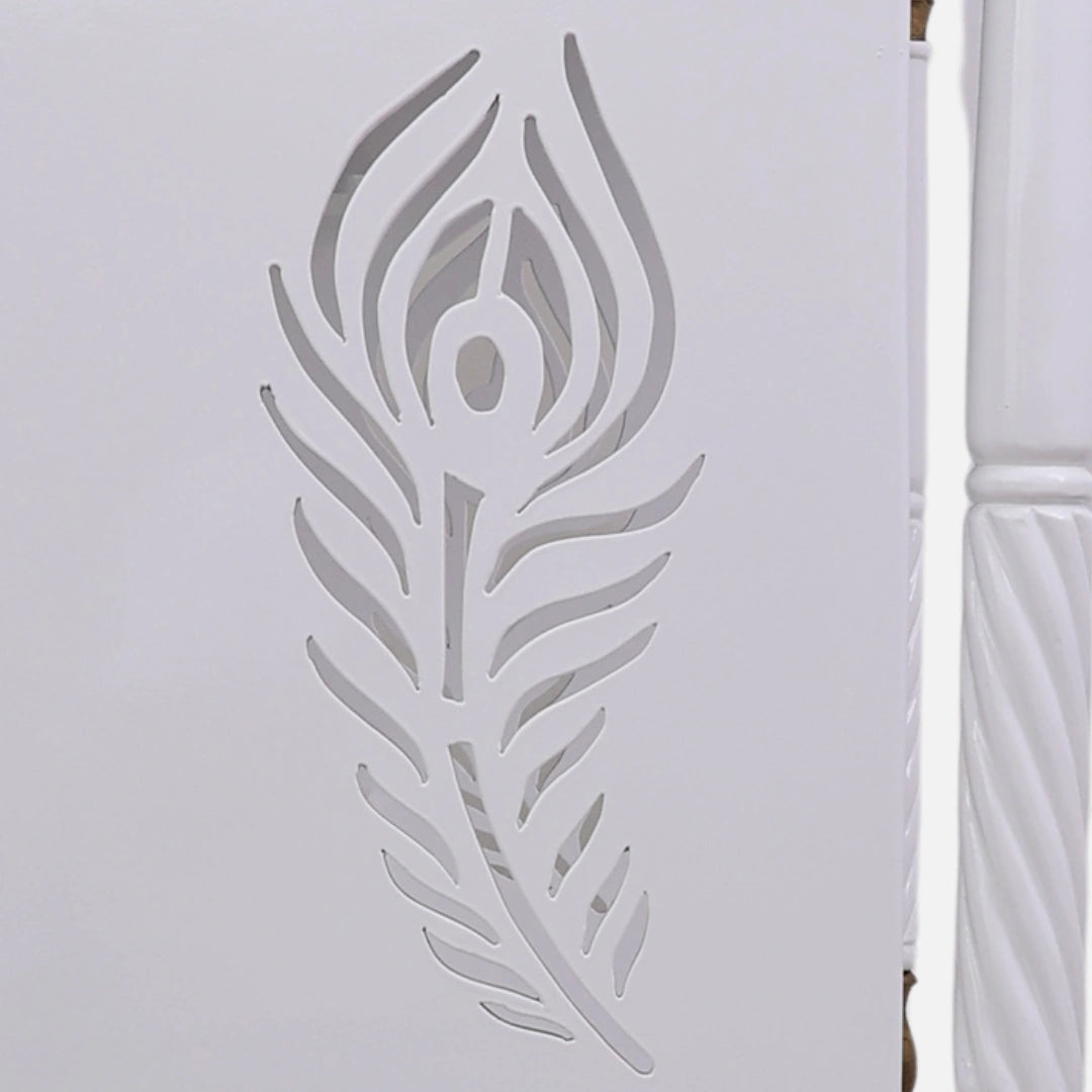close view of Prarthika Teak Wood Mandap (White)