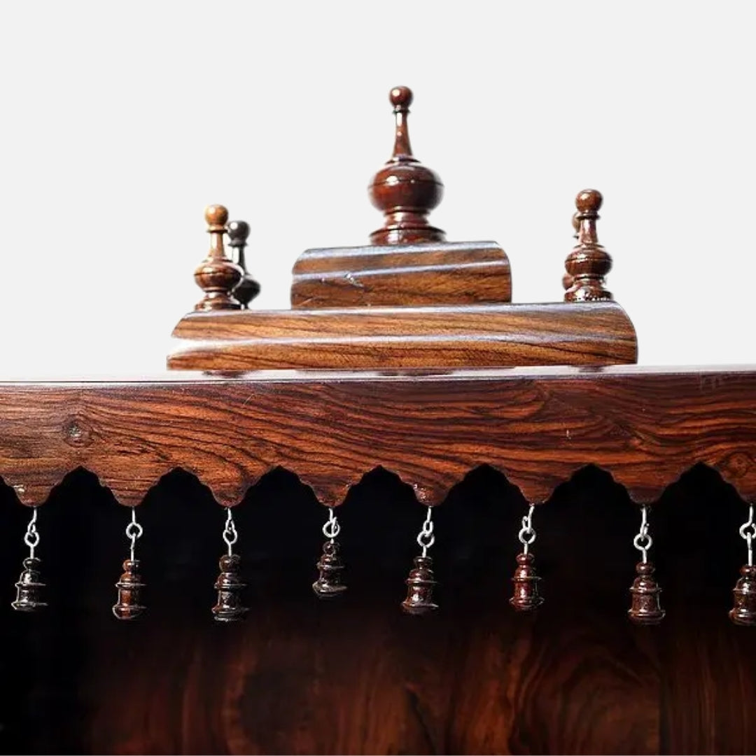 close view of Ratnalekha Teak Wood Mandir (Brown)