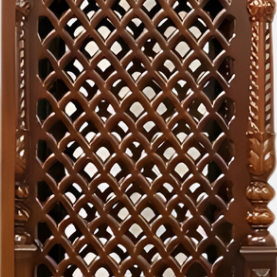 close view of Shivaya Teak Wood Mandap (Brown)