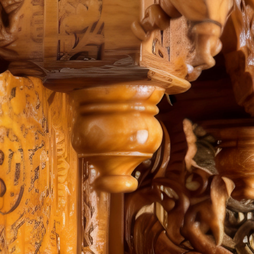 close view of Suchetana Teak Wood Mandir (Teak)