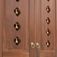 close view of Vrittika Teak Wood Pooja Mandap with Door (Teak)