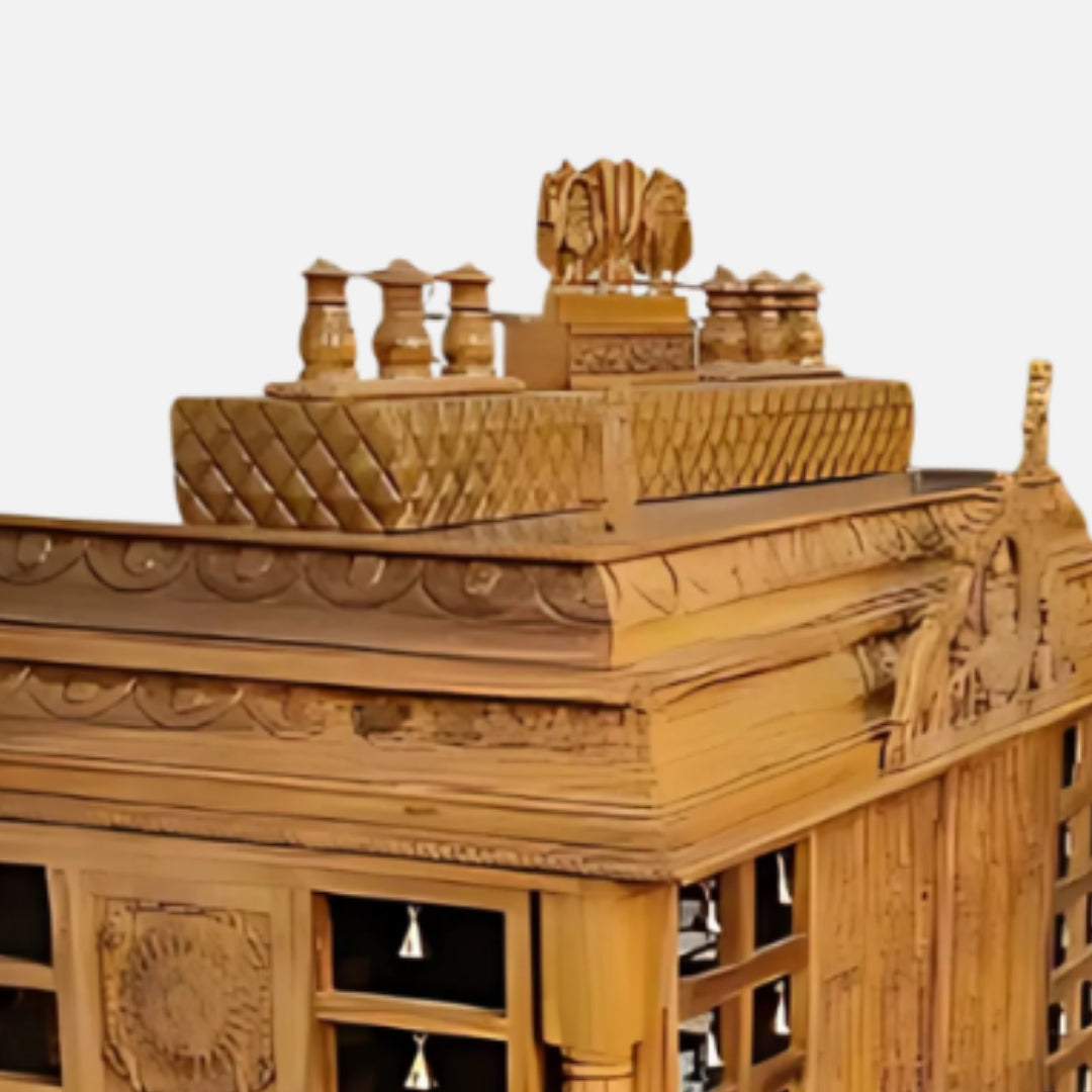 close view of Vaikuntha Vedi Teak Wood Mandap Teak
