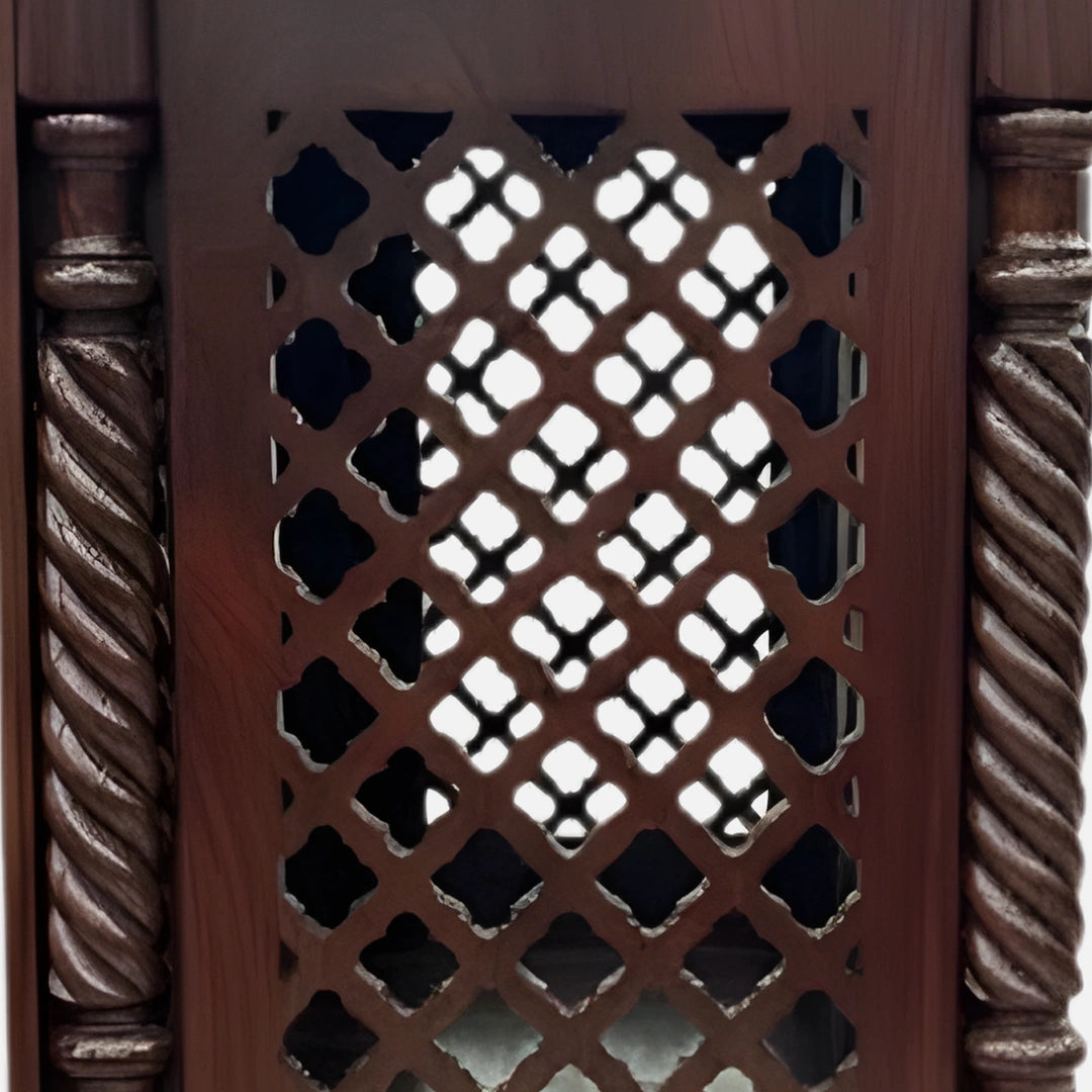 close view of Satyarath Teak Wood Mandap (Brown)