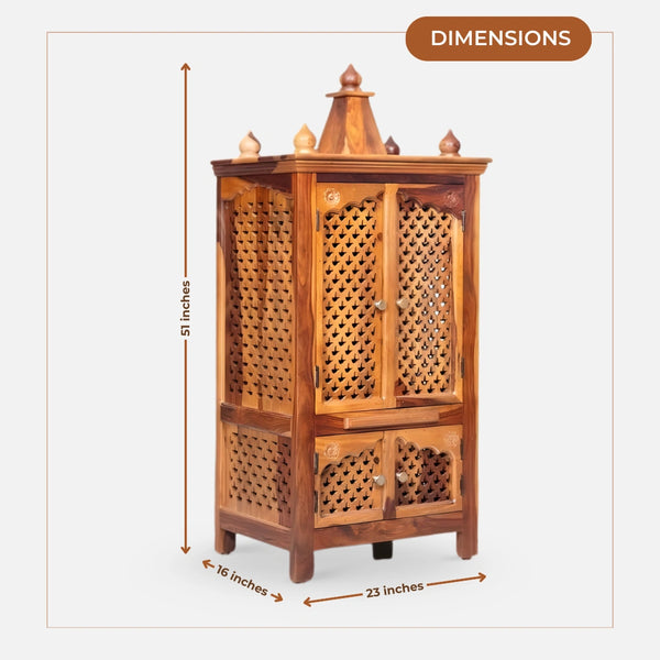 dimensions image of Omvara Teak Wood Mandir (Teak)