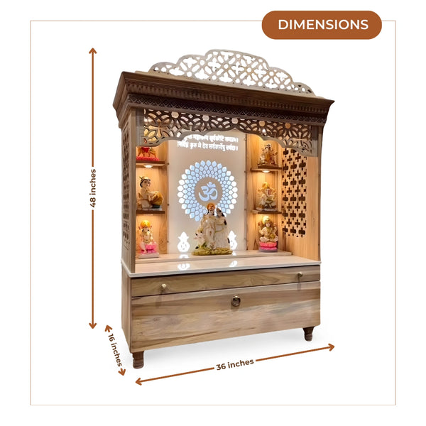 dimensions image of Satyaraj Teak Wood Mandir (Teak)