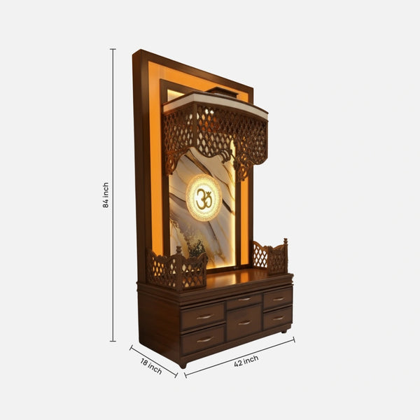 dimensions image of Shripadam Teak Wood Mandap (Brown)