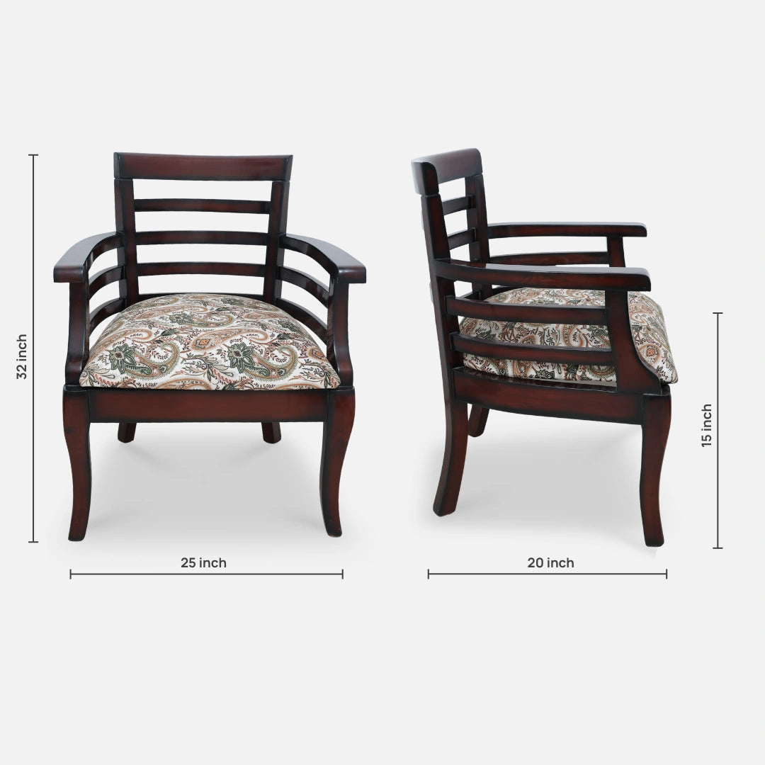 Toledo Teak Wood Arm Chair (Brown) dimensions image