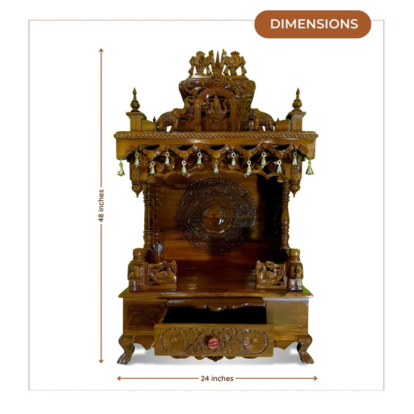 dimensions of Aishani Teak Wood Mandir (Brown)