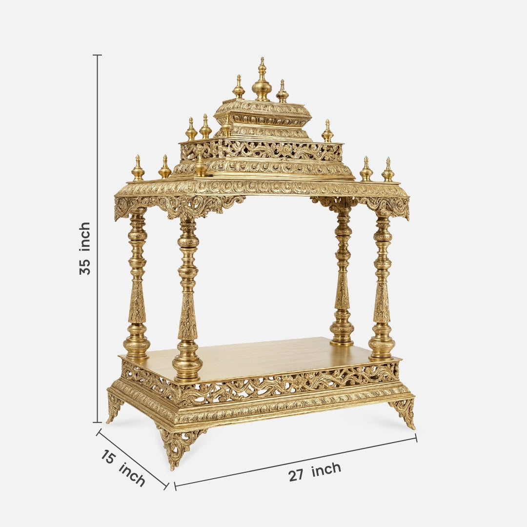 dimensions of Aishwarya Teak Wood Mandir (Gold)
