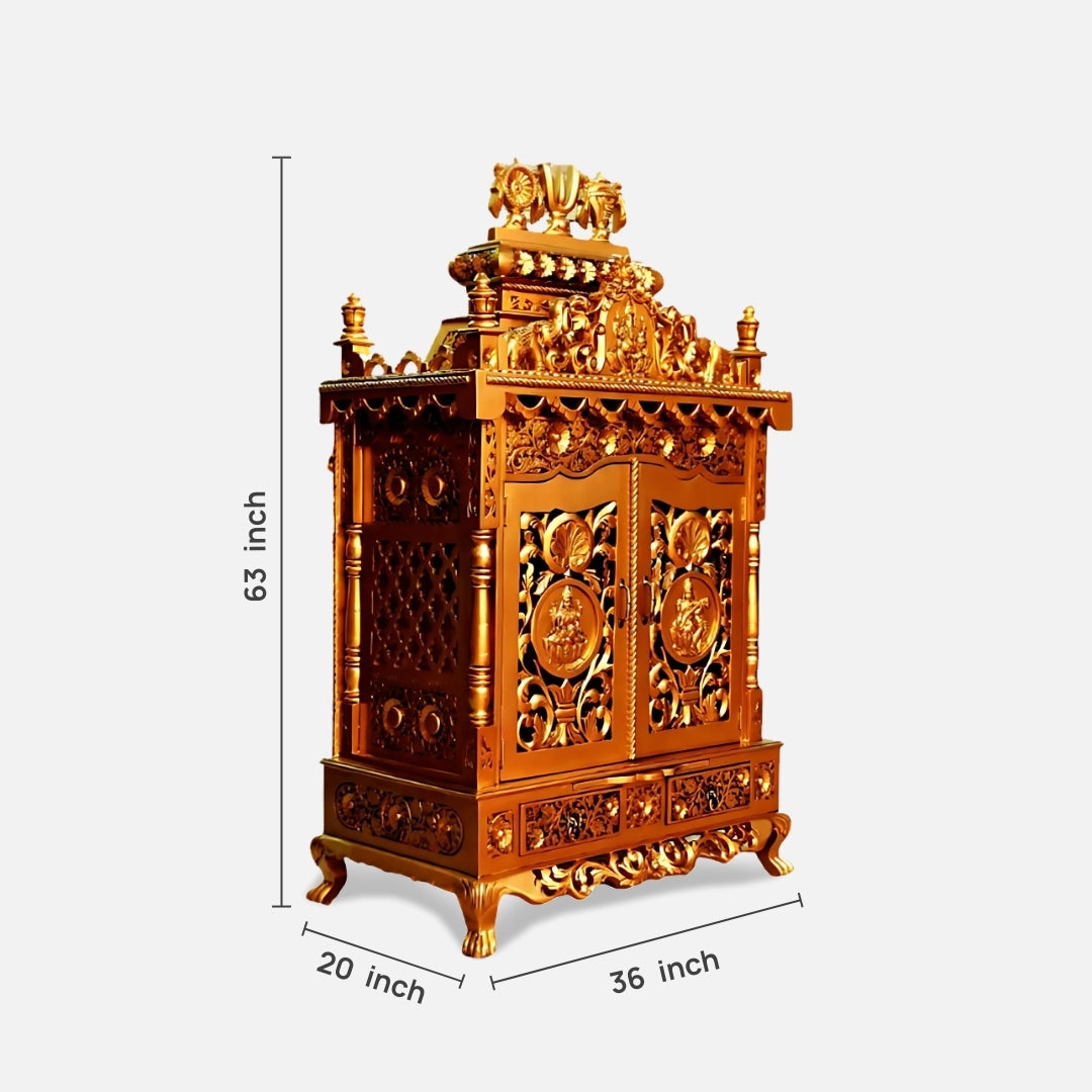 dimensions of Archisha Teak Wood Mandap (Gold)