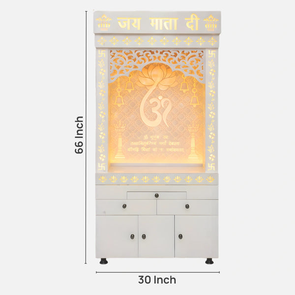dimensions of Ganvrit Wooden Corian Mandir (White)
