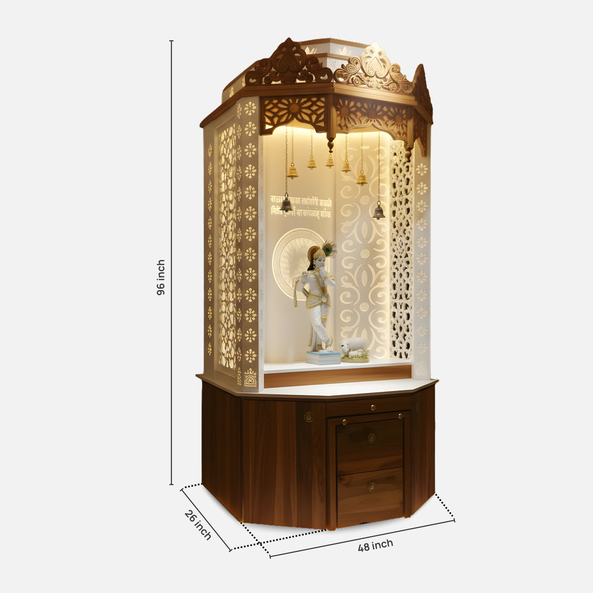 dimensions of Mantraja Teak Wood Mandap (Brown)