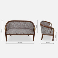 dimensions of Nami Solid Wood Love Sofa (Teak Gold)
