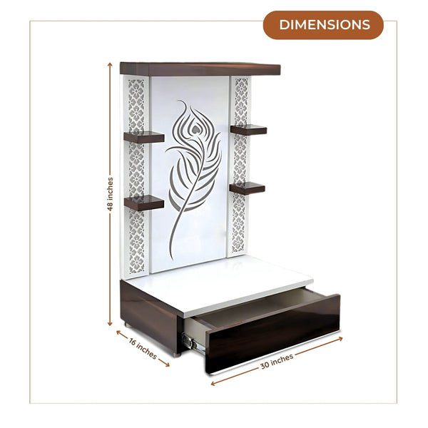 dimensions of Narayani Teak Wood Mandir (White)
