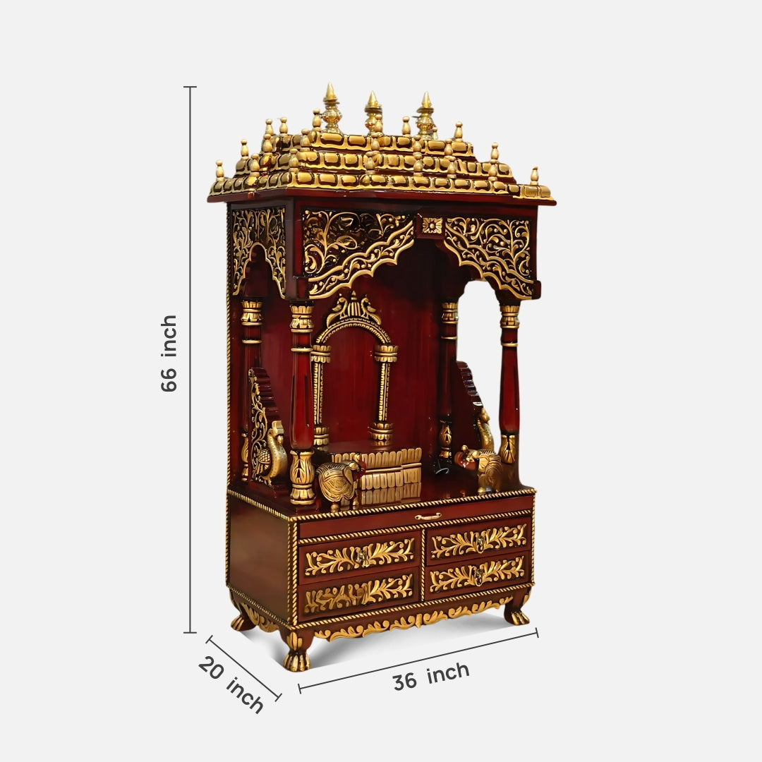 dimensions of Padmavasa Teak Wood Mandap (Bown Gold)