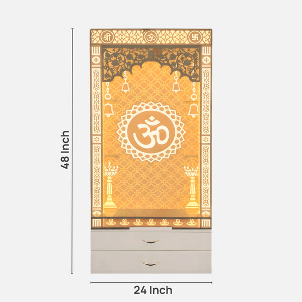 dimensions of Prabhayan Wooden Corian Mandir (White)