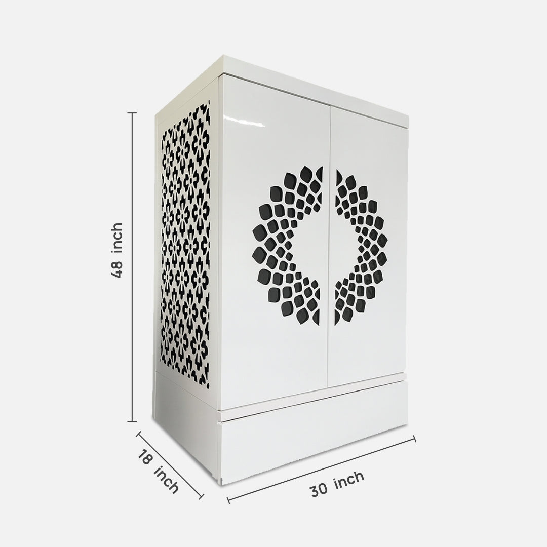 dimensions of Prajvala Teak Wood Mandir (White)
