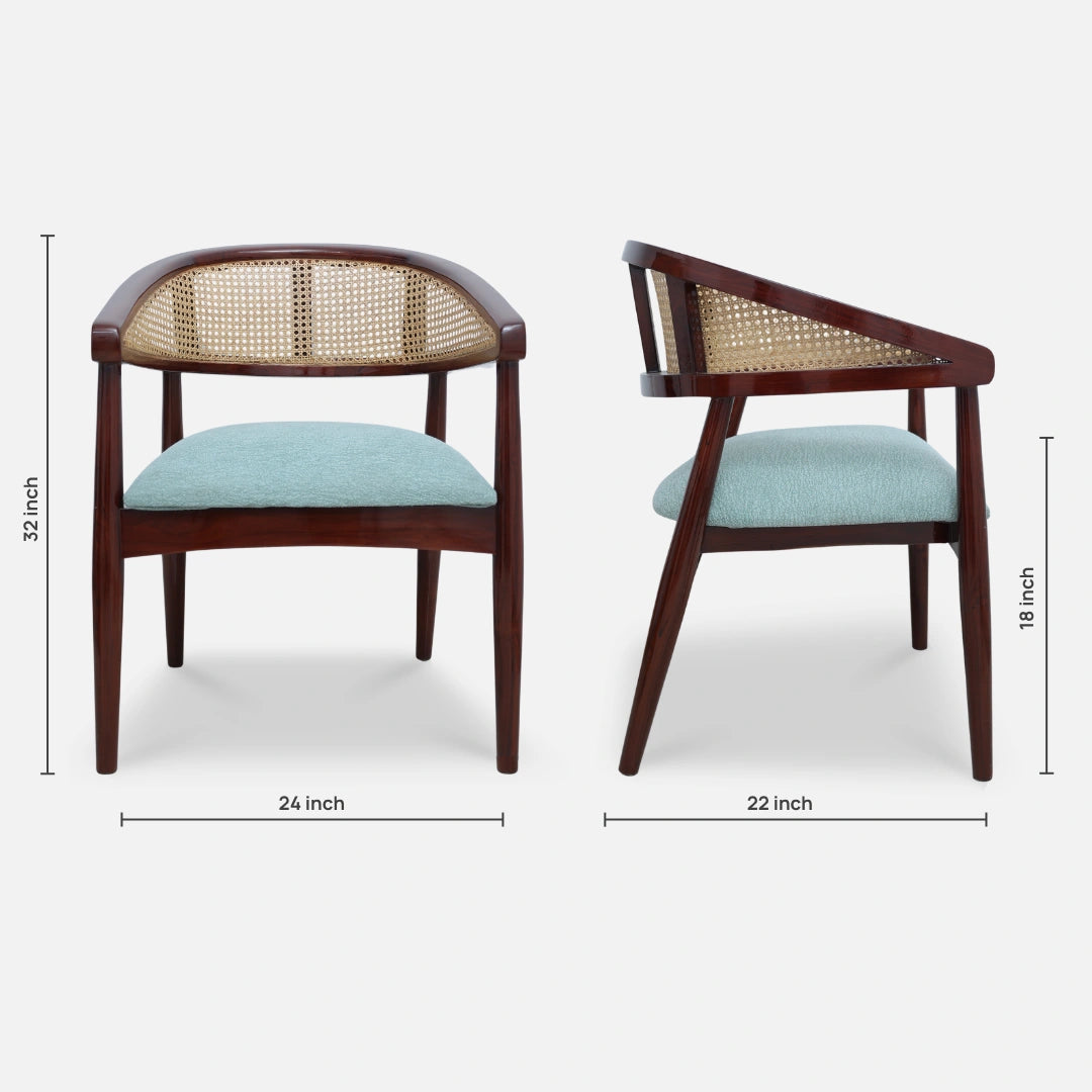 dimensions of Sahaj Teak Wood Arm Chairs (Brown blue)