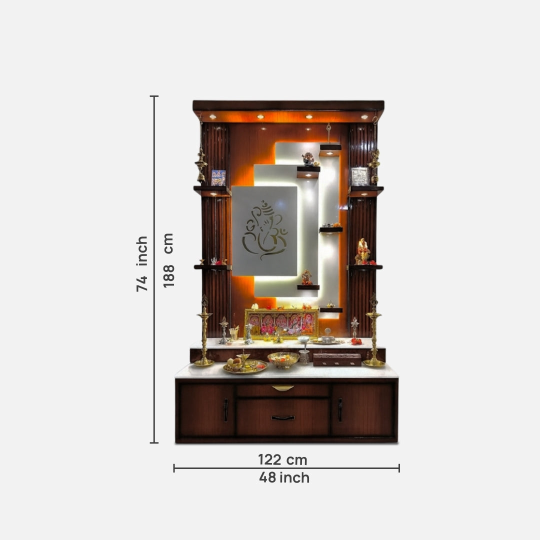dimensions of Shoolini Teak Wood Mandap Brown