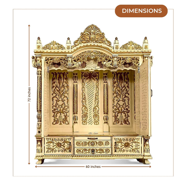 dimensions of Shreejyoti Teak Wood Mandap (Gold)