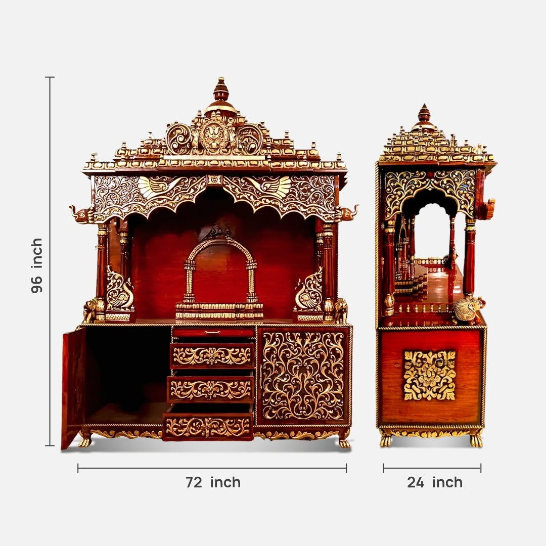 dimensions of Shuddhika Teak Wood Mandap (Cherry Gold)