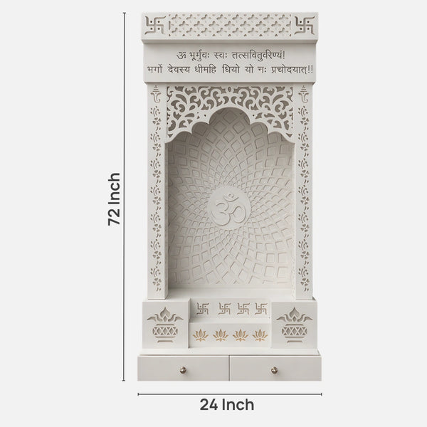 dimensions of Shvetara Wooden Corian Mandir (White)