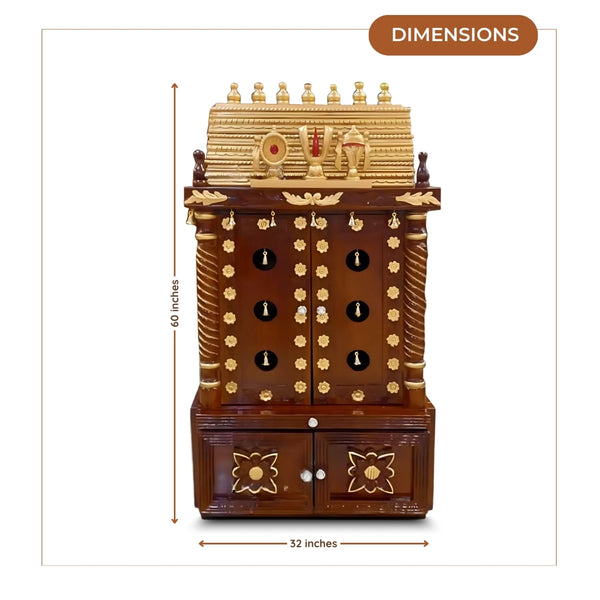 dimensions of Simha Teak Wood Mandap (Brown)