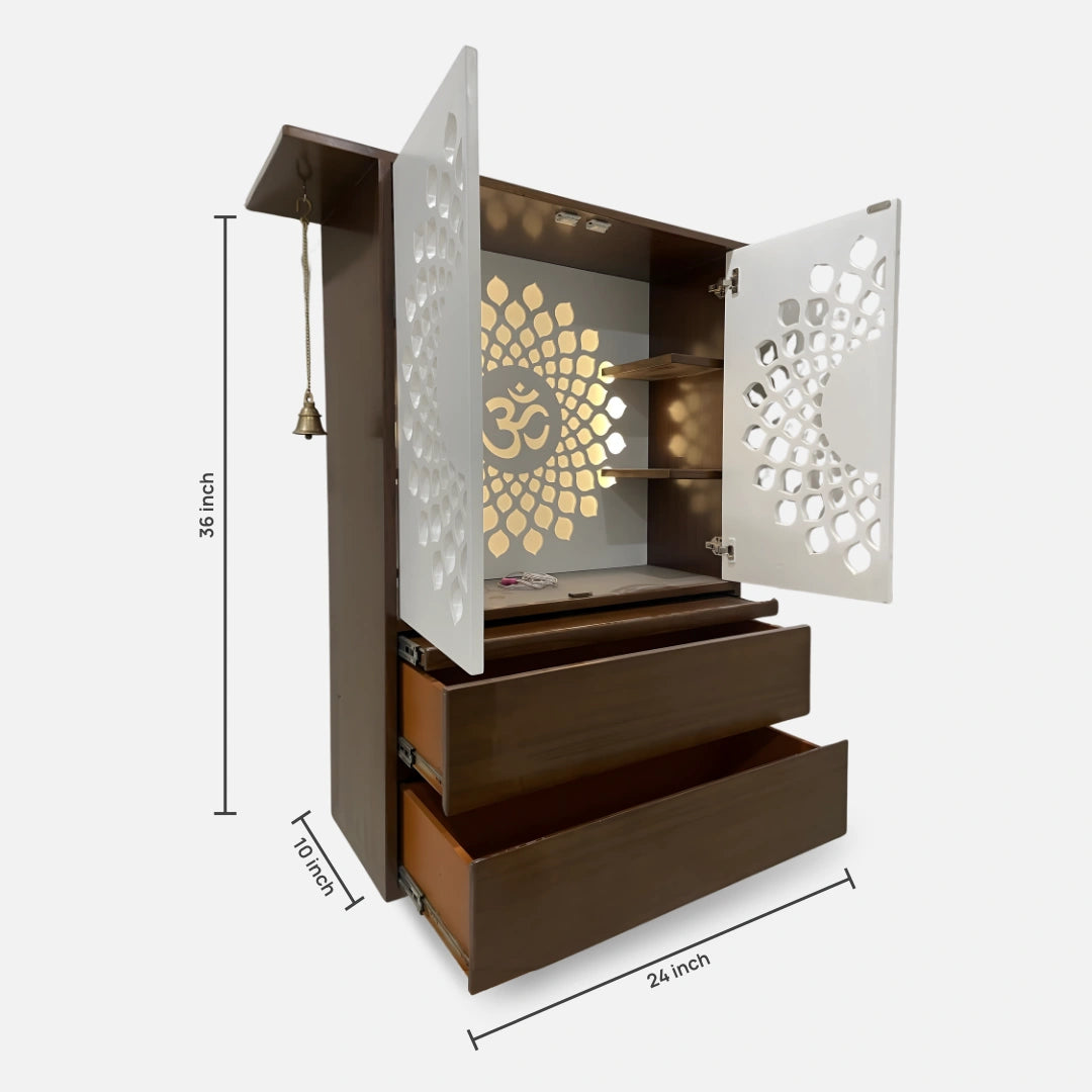dimensions of Sristhala Teak Wood Mandir (Brown White)