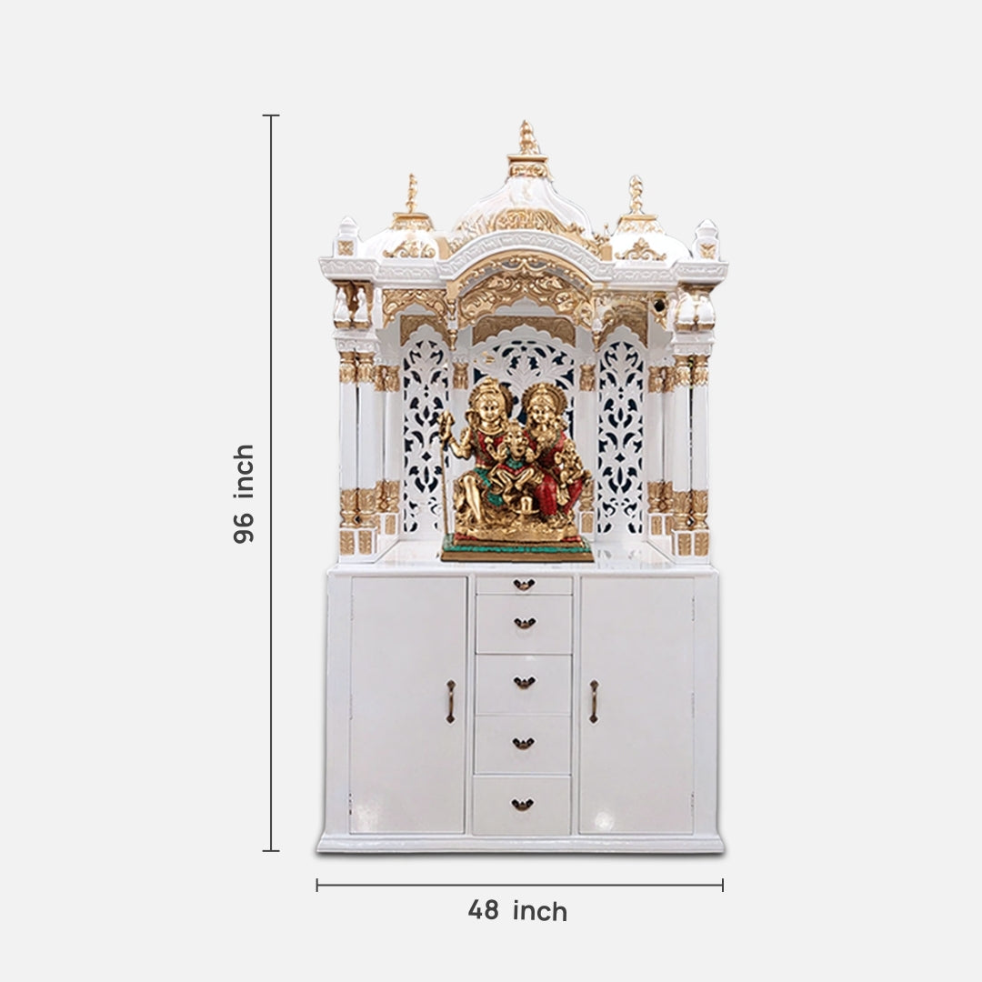 dimensions of Sudhakar Teak Wood Mandap (White Gold)