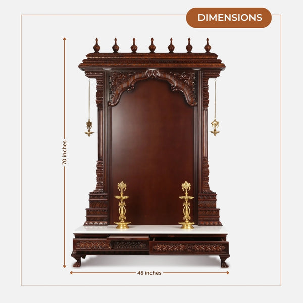 dimensions of Sumangal Teak Wood Mandap Brown