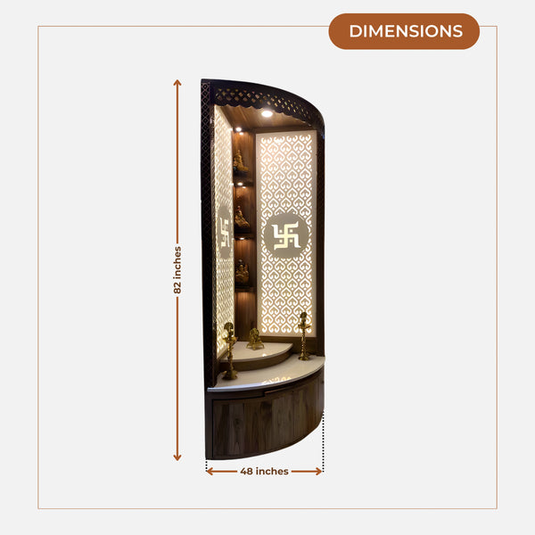 dimensions of Suvratam Teak Wood Mandap (Brown)