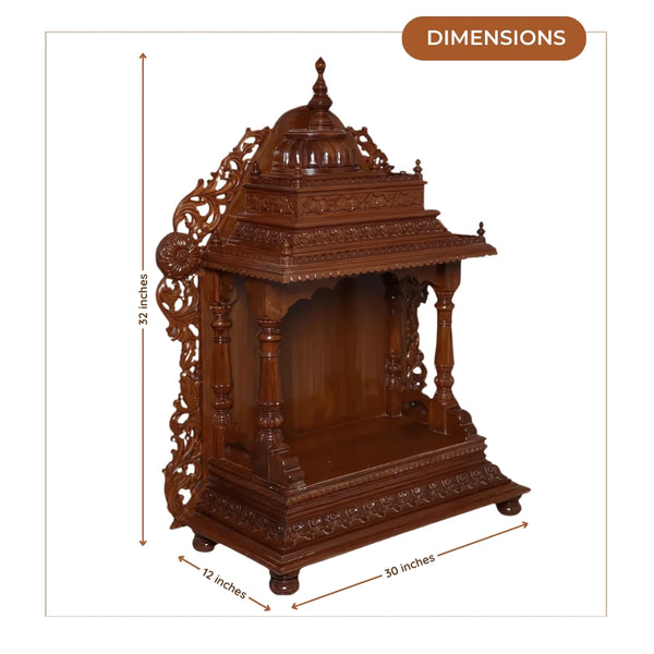 dimensions of Vedarth Teak Wood Mandir (Brown)