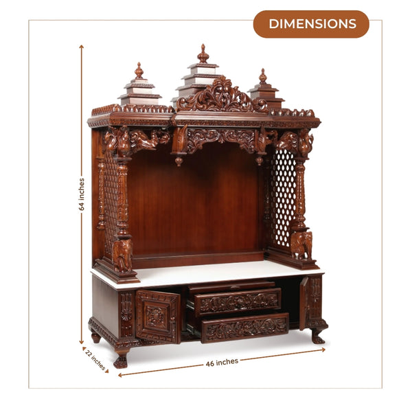 dimensions of Yashasvi Teak Wood Mandap (Brown)