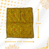 dimensions of Yellow Pooja Aasan with Sequin Work