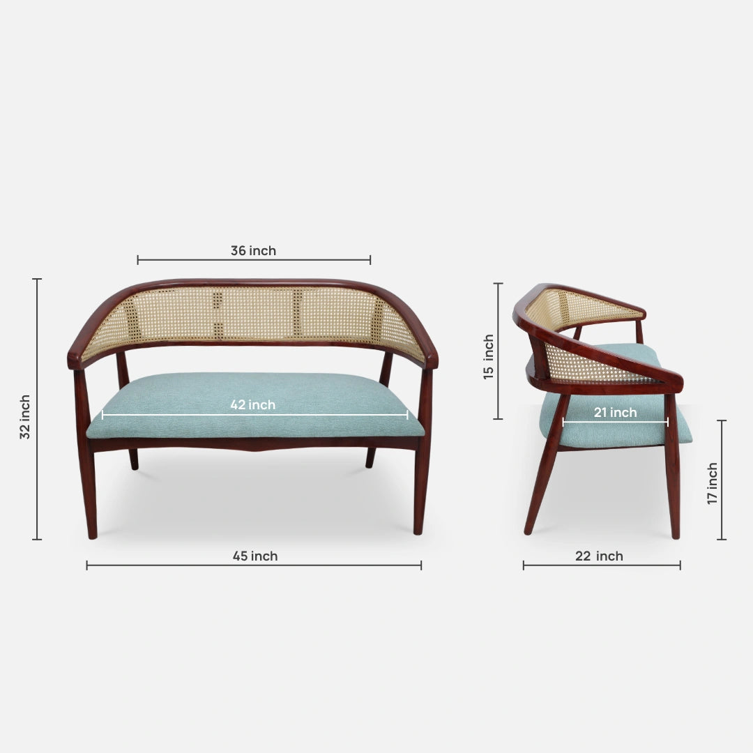 dimensions of Zylen Solid Wood Love Sofa (Brown)