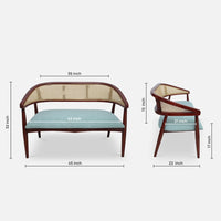 dimensions of Zylen Solid Wood Love Sofa (Brown)