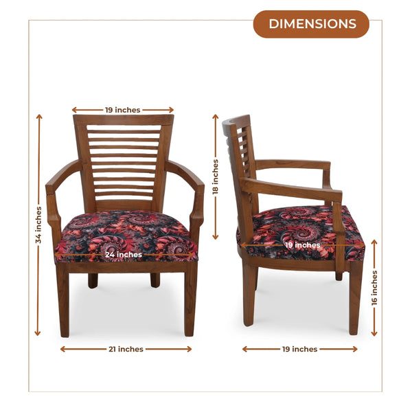 dimensions view of Aanya Teak Wood Arm Chairs (Teak)