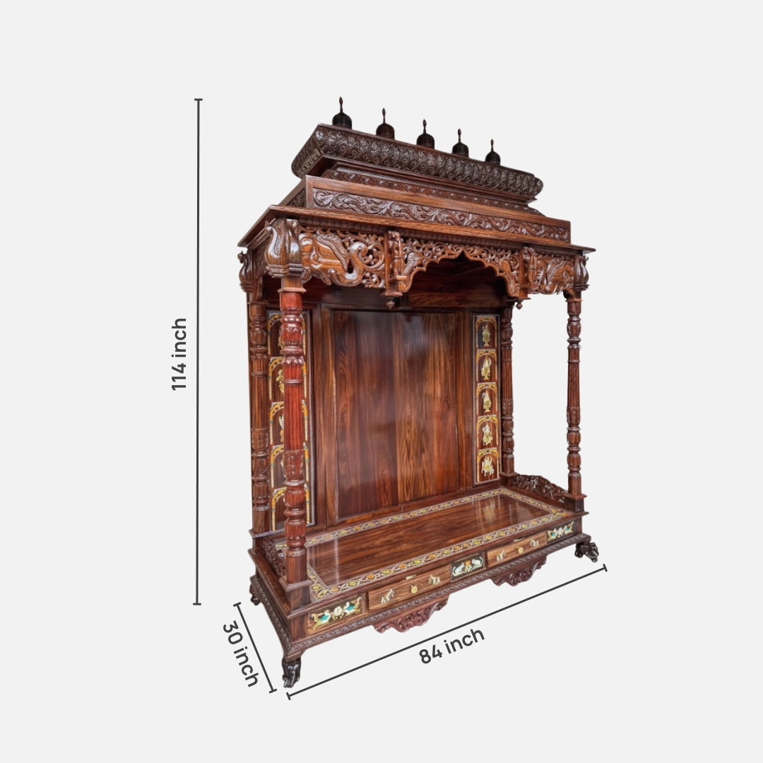 dimensions view of Bhavani Teak Wood Mandap (Brown)