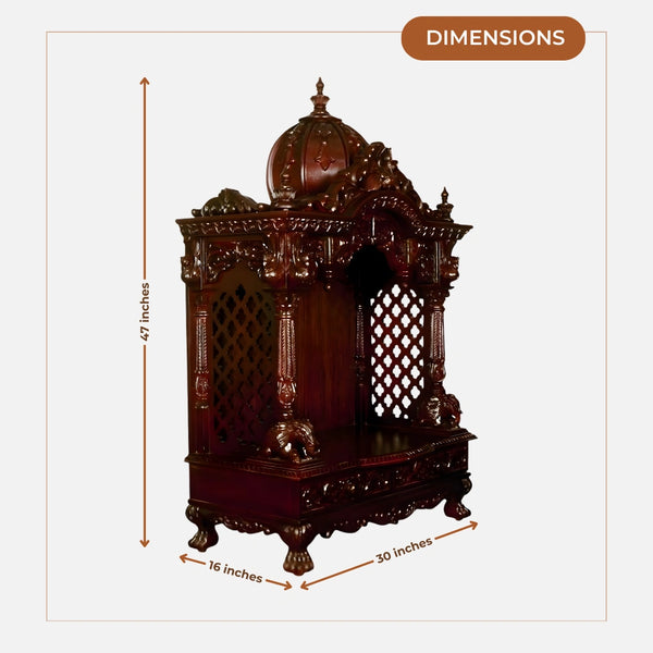 dimensions view of Srinivasa Teak Wood Mandir (Cherry)