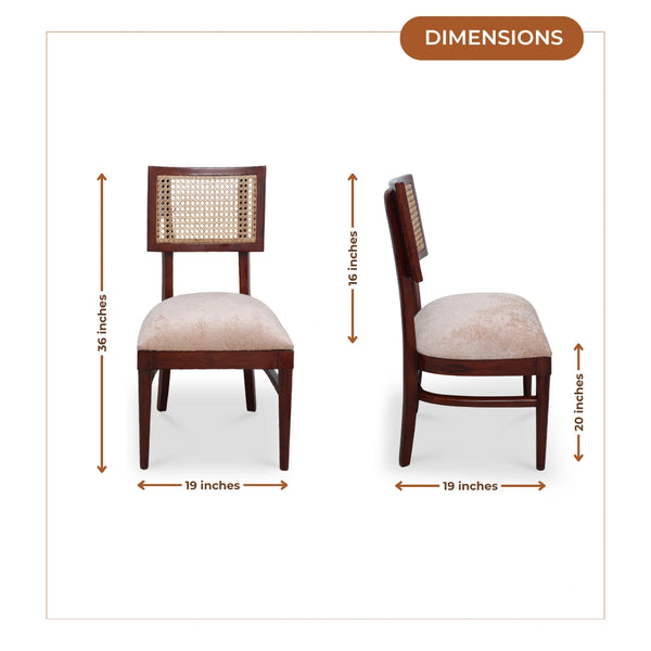 dimensions view of Tessaro Teak Wood Dining Chair (Brown)