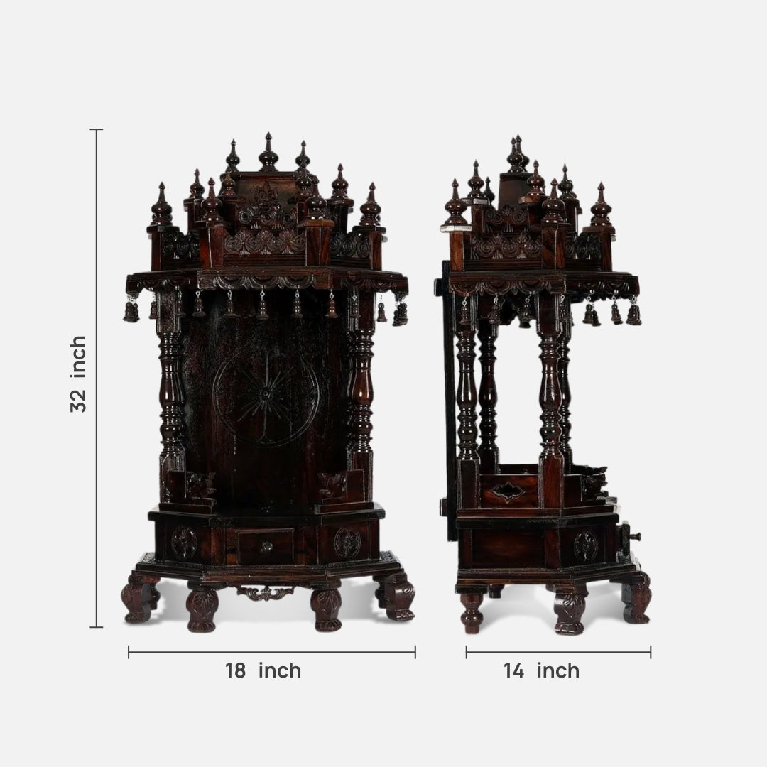 dimensions of Yugadharma Teak Wood Mandir (Wenge)