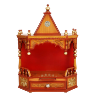 Anugrah Wall Mount Pooja Mandir without Door (Teak Gold)