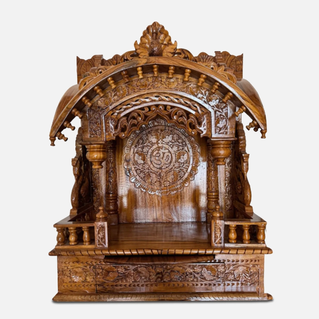 front view Suchetana Teak Wood Mandir (Teak)