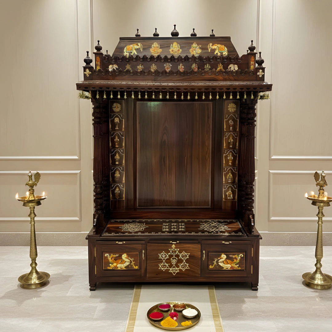 lifestyel view of Jagadamba Teak Wood Mandap (Brown)