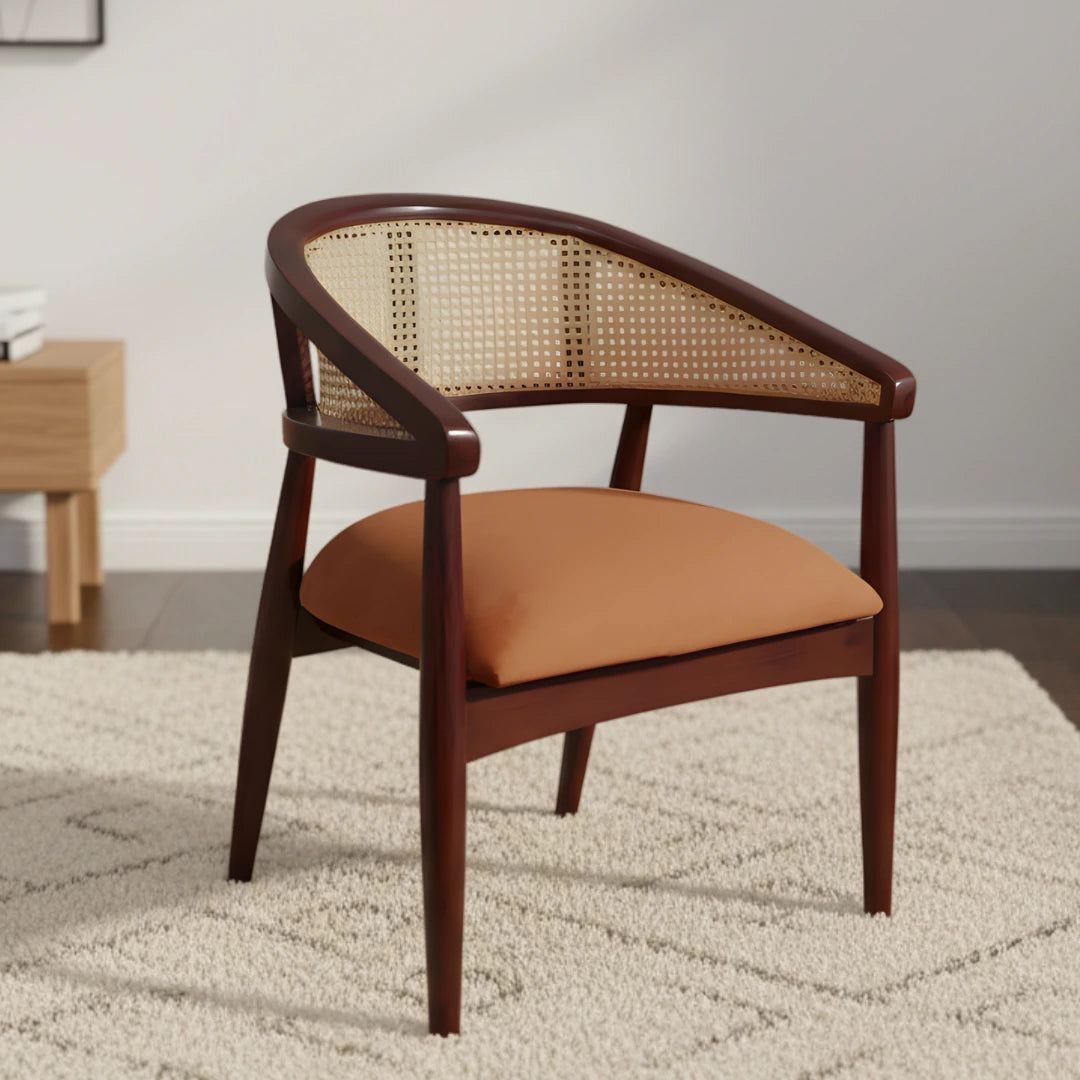 Sahaj Teak Wood Arm Chair (Brown Orange) lifestyle image