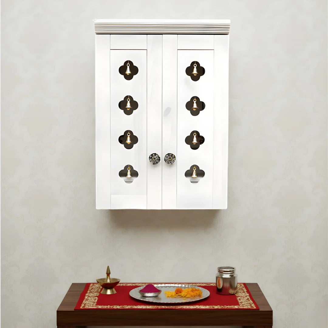 lifestyle image of Ziantra Pooja Mandir with Door (White)