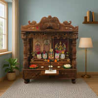 lifestyle  images of Nakshi Teak Wood Mandir (Brown)