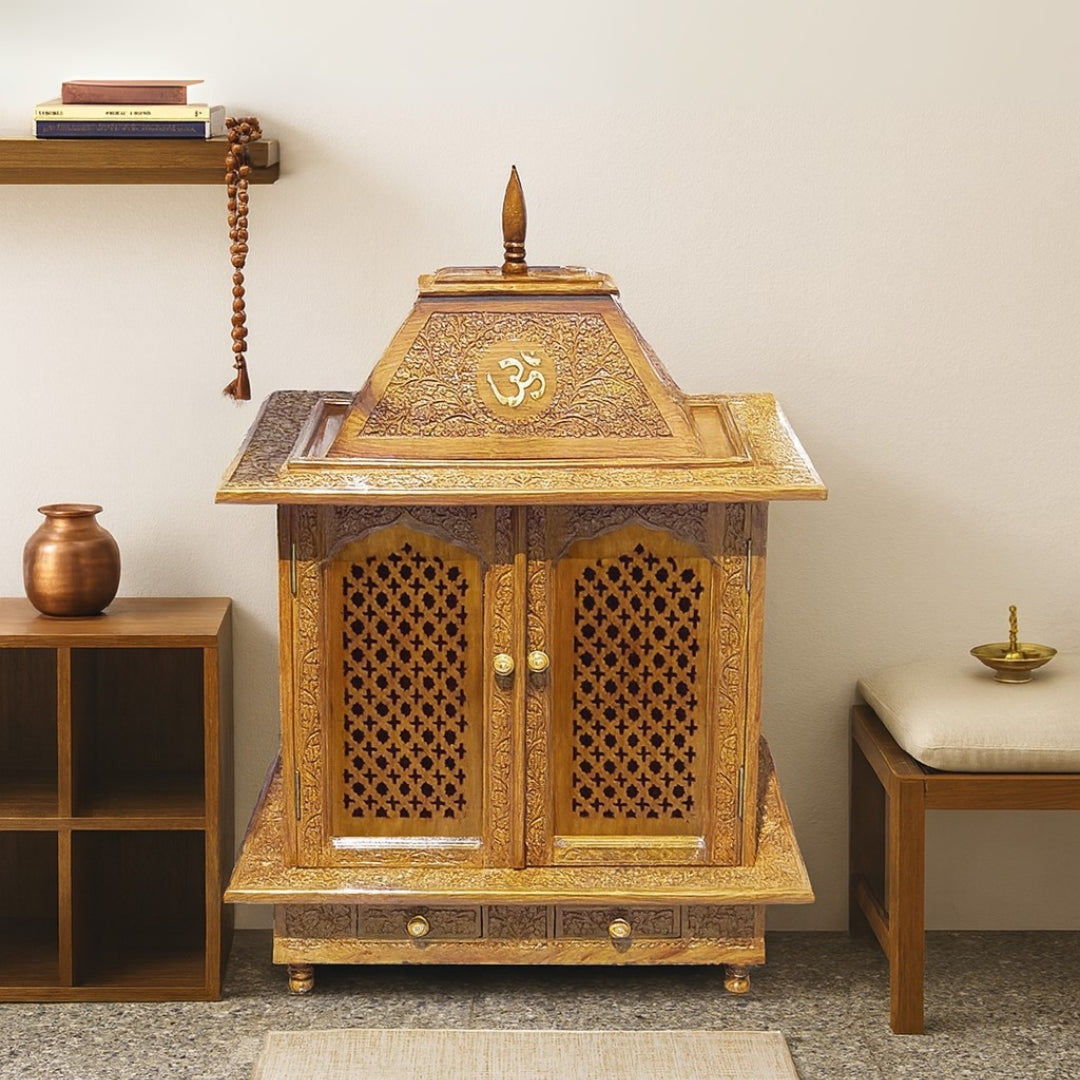 lifestyle view Giridhari Teak Wood Mandir (Teak)