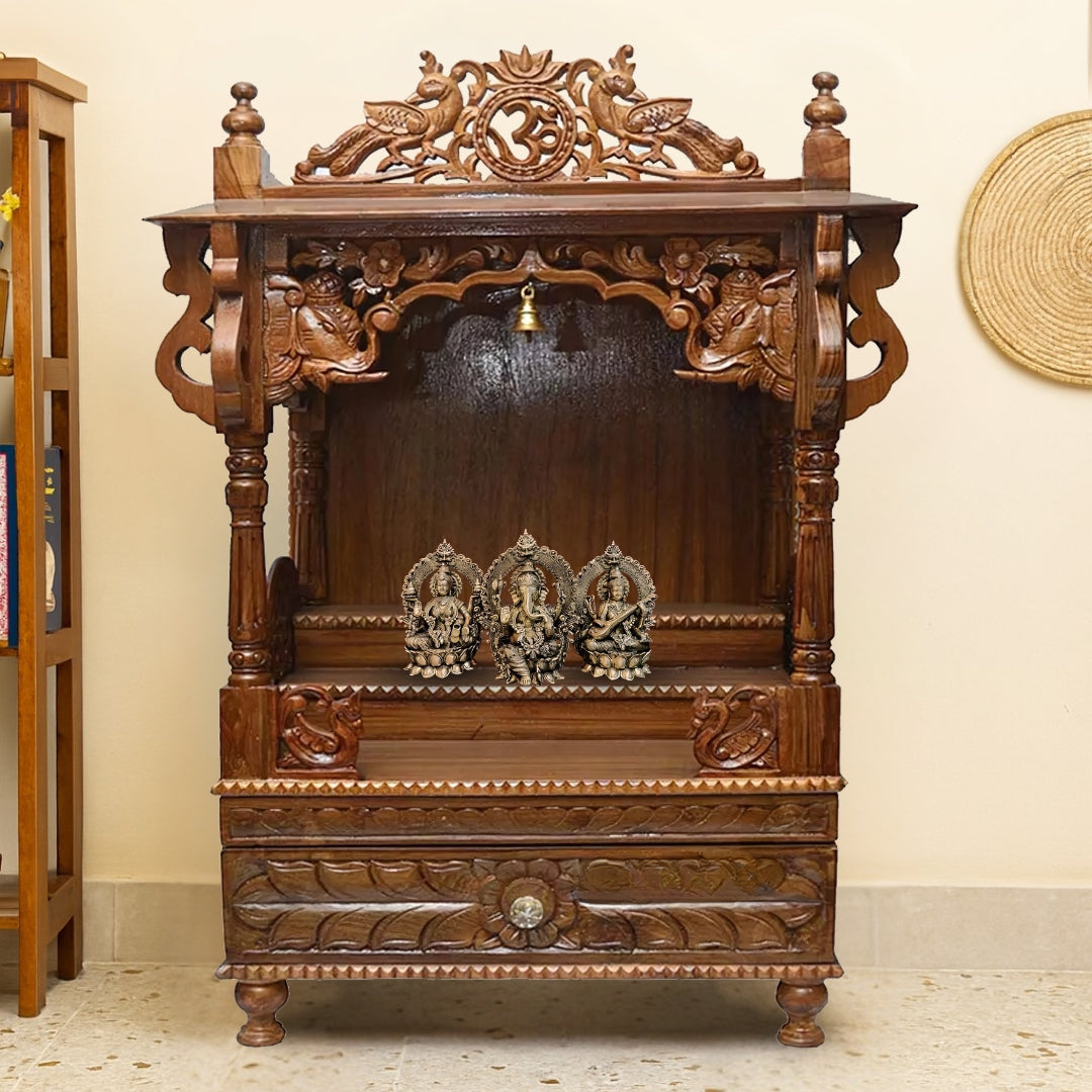 lifestyle view of Archika Teak Wood Mandir (Teak)